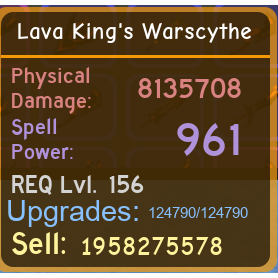 Weapon Lava King S Warscythe In Game Items Gameflip - roblox dungeon quest lava king