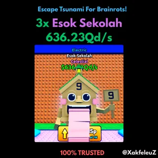 3x Esok Sekolah 636.23Qd/s | Escape Tsunami For Brainrots!