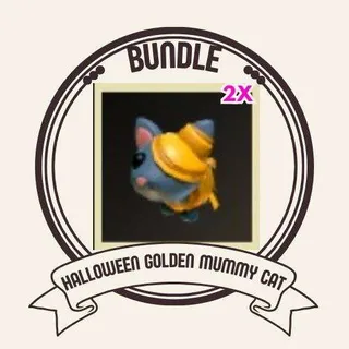 2x HALLOWEEN GOLDEN MUMMY CAT