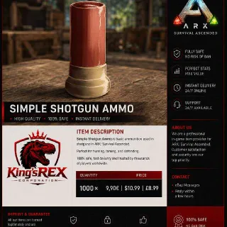 1000x Ark Survival Ascended Simple Shotgun Ammo | PVE Official PC PS5 XBOX ASA