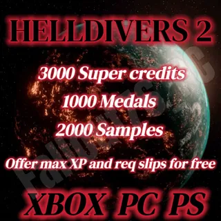 HELLDIVERS 2 3000 SUPER CREDITS + 1000 medals + 2000 samples 
