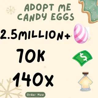 candy eggs and bucks and age up potions- adopt me