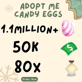 candy eggs and bucks and age up potions- adopt me