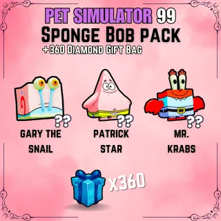 PS99| Pack Sponge Bob Pets + x360 Diamond Gift Bag