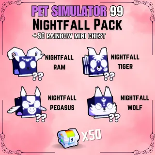 PS99| Pack Nightfall Pets + x50 Rainbow Mini Chest