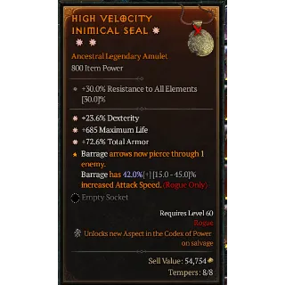 3GA Amulet 23.6dex 685life 72.6armor