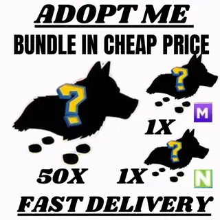 Adopt Me | 🔥 Bundle | 50X Pets +1X Mega Pets + 1X Neon Pets | ⚡ Fast Delivery