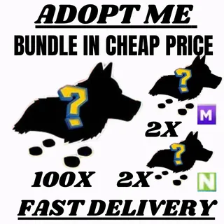 Adopt Me | 🔥 Bundle | 100X Pets + 2X Mega Pets + 2X Neon Pets | ⚡ Fast Delivery