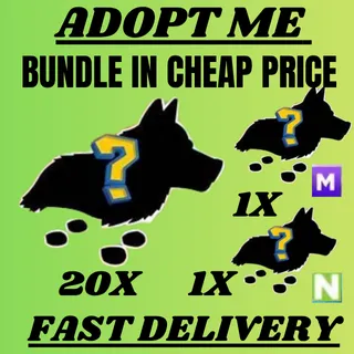 Adopt Me | 🔥 Bundle | 20X Pets +1X Mega Pets + 1X Neon Pets | ⚡ Fast Delivery