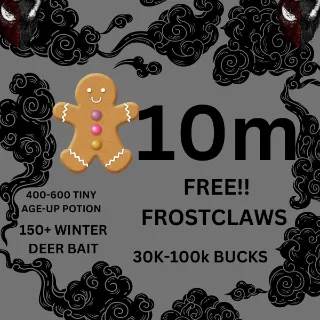 10 MILLION GINGERBREAD ADOPT ME CHRISTMAS EVENT 400-600 TINY AGE-UP POTION 150+ WINTER DEER BAIT FREE FROSTCLAWS 30K-100k BUCKS