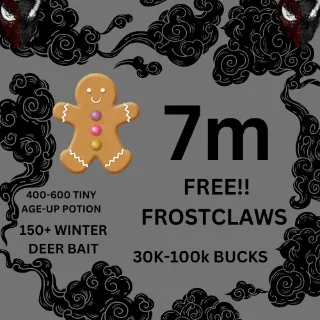 7 MILLION GINGERBREAD ADOPT ME CHRISTMAS EVENT 400-600 TINY AGE-UP POTION 150+ WINTER DEER BAIT FREE FROSTCLAWS 30K-100k BUCKS