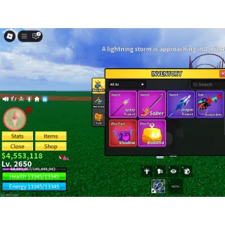 Blox Fruit Level 2650|Max melee defense Sword|Fast Delivery