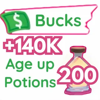 [Adopt Me] 140K Buck + 200 Age Up Potion