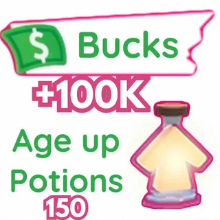 [Adopt Me] 100K Buck + 150 Age Up Potion