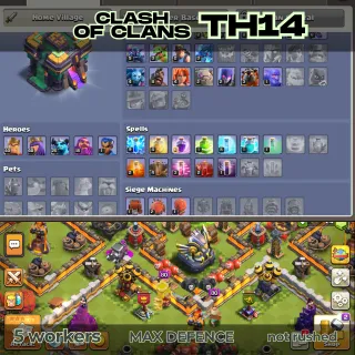 Clash of Clans TH14~5Workers~Max Defense
