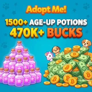 ADOPT ME +1500 AGE POTIONS +470K BUCKS💸Full Access 🗝️