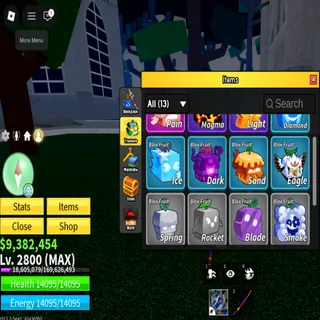 Blox Fruit Lvl 2800 +Godhuman +Fruits+ Swords|Instant Delivery