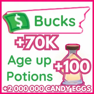 ADOPT ME►2M CANDY EGGS►100 AGE POTIONS►70K BUCKS