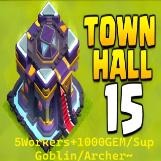 Clash of Clans TH15 ~5Workers~1000GEM