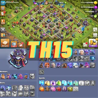 Clash of Clans Th15: 51 59 34 LVL 134|Instant Delivery 
