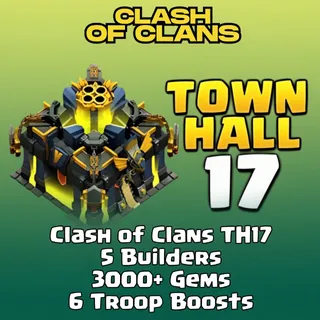 Clash of Clans TH17| 5 Builders | 3000+ Gems