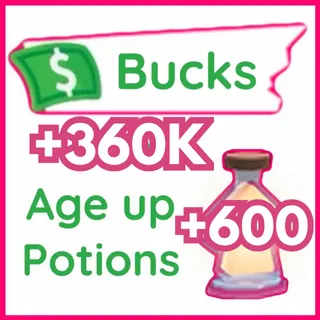 ADOPT ME +600 AGE POTIONS +360K BUCKS💸