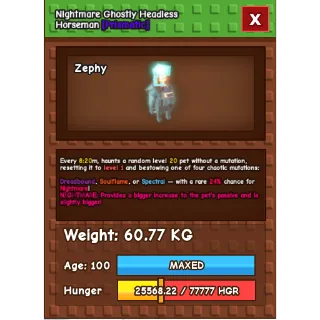 60kg ghostly hatched headless horseman quitting price