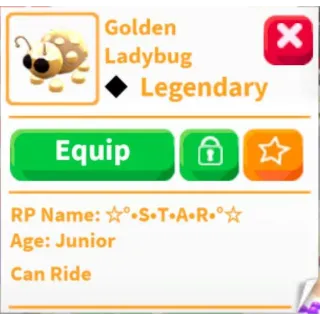 R Golden ladybug (Rideable) ✨ legendary pet 🔥 adopt me  