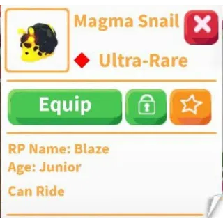 R Magma snail (Rideable)🐌 legendary pet 🔥 name changeable ✨ adopt me 