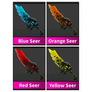 BLUE,ORANGE,RED, YELLOW SEER SET  ×4 ⚔️ CLASSIC - mystery murder 2 {MM2} 