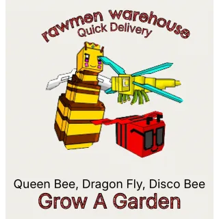 Grow A Garden Queen Bee, Dragon Fly, and Disco Bee bundle