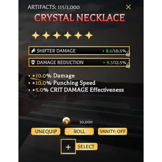 FEMALE SCARS + CRYSTAL NECKLACE WITH OP STATS ( AOTR ) 