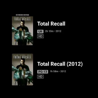 Total Recall Theatrical And Unrated HD MA