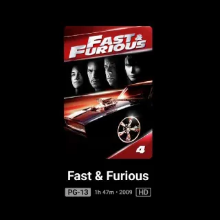 Fast & Furious 4 HD MA Or 4K Itunes