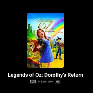 Legends Of Oz: Dorothy's Rerurn HD MA *Rare Code*