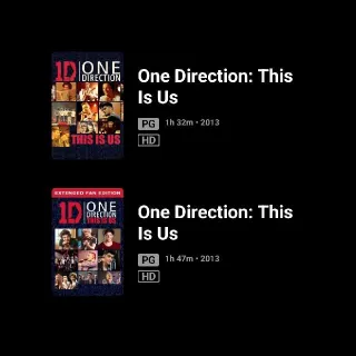 One Direction This Is Us Rated And Unratred HD MA