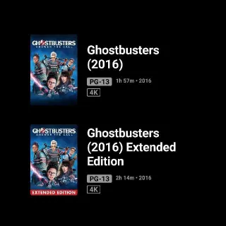 Ghostbusters Answer The Call 4K Theatrical And Extended MA