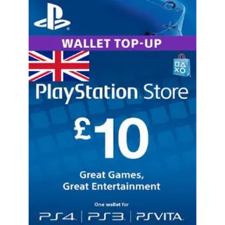 £ 10 UK Sony PlayStation Network Card - PlayStation Vita / PS3 / PS4 / PSN