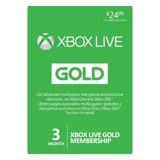 Xbox Live GOLD Subscription Card 3 Months - Key GLOBAL