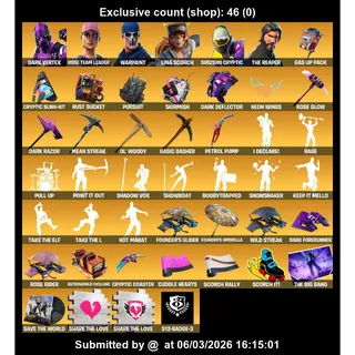 253 Skins + The Reaper + Dark Vertex + OG STW + Dark Razor (OG FORTNITE ACCOUNT)