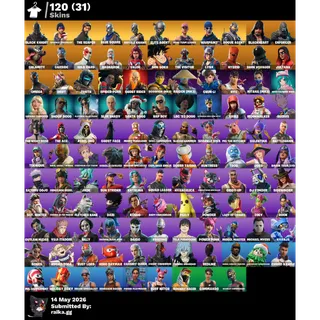 120 Skins + Black Knight + The Reaper + OG STW + Fresh (OG FORTNITE ACCOUNT)
