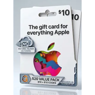 $20.00 USD Apple Gift Card - instant delivery - 10$ x 2