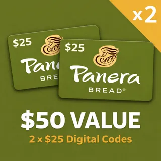 Panera Bread $50 Gift Card (2x $25 Digital Codes)