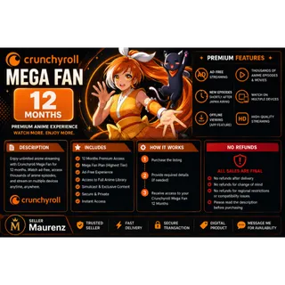 Crunchyroll Mega Fan – 12 Months Subscription (4 Devices) - Global