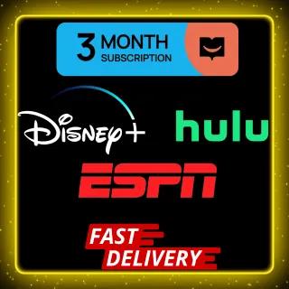 HULU with Disne-y plus No Ads 3 Month AND ESP.N Bundles