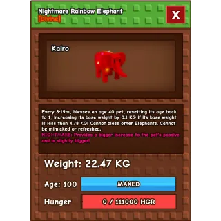 Rainbow Hatched Elephant 22.47kg