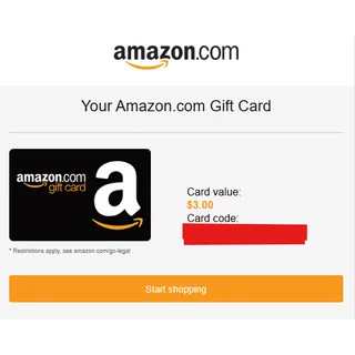 $3.00 USD Amazon Gift Card at just $2.7