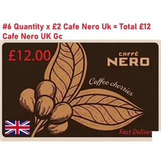 £12.00 GBP (approx $16 USD) Caffe Nero Coffee UK Gift Card at Just $8 USD