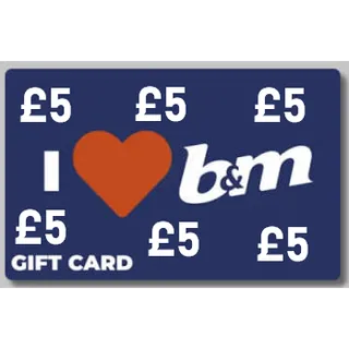 £5.00 B&M UK Gift Card (~approx $6.70) at just £3.70 (~approx $5)