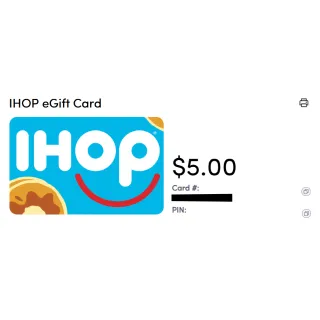$5.00 USD ihop Gift Card at just $3.50 only